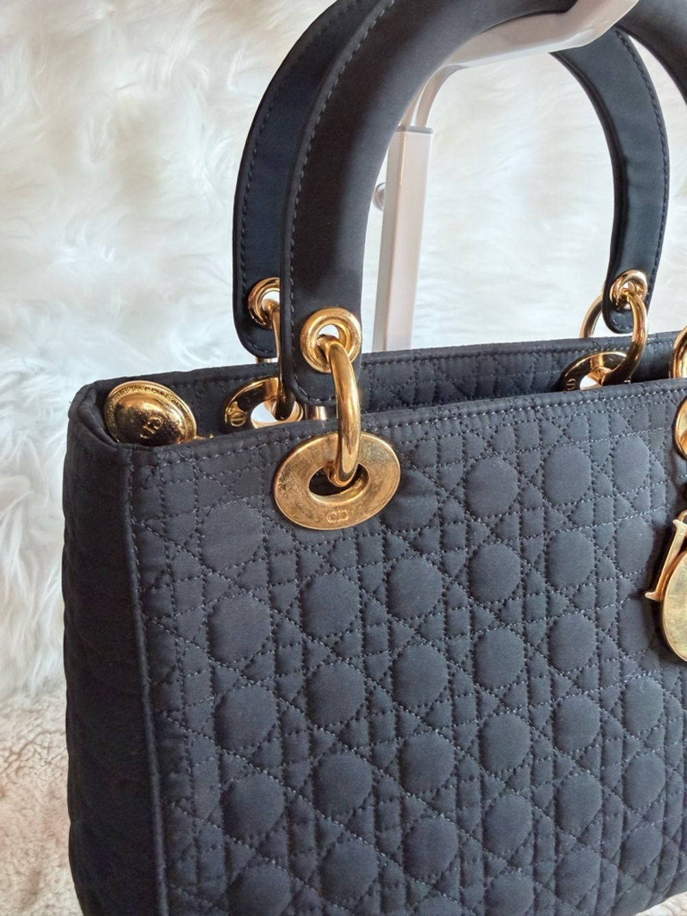 Dior Black Quilted Lady Dior Satchel with Gold Hardware Charms - Picture 4 of 14